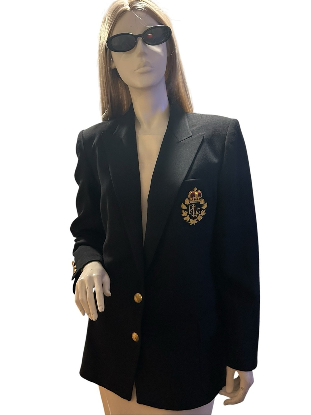 Lauren Ralph Lauren Black Wool Crest Blazer 
Preppy DarkAcademia Size 10